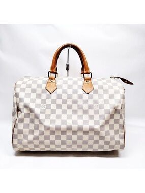 Louis Vuitton LV Hand Bag Speedy 30 White Damier Azur